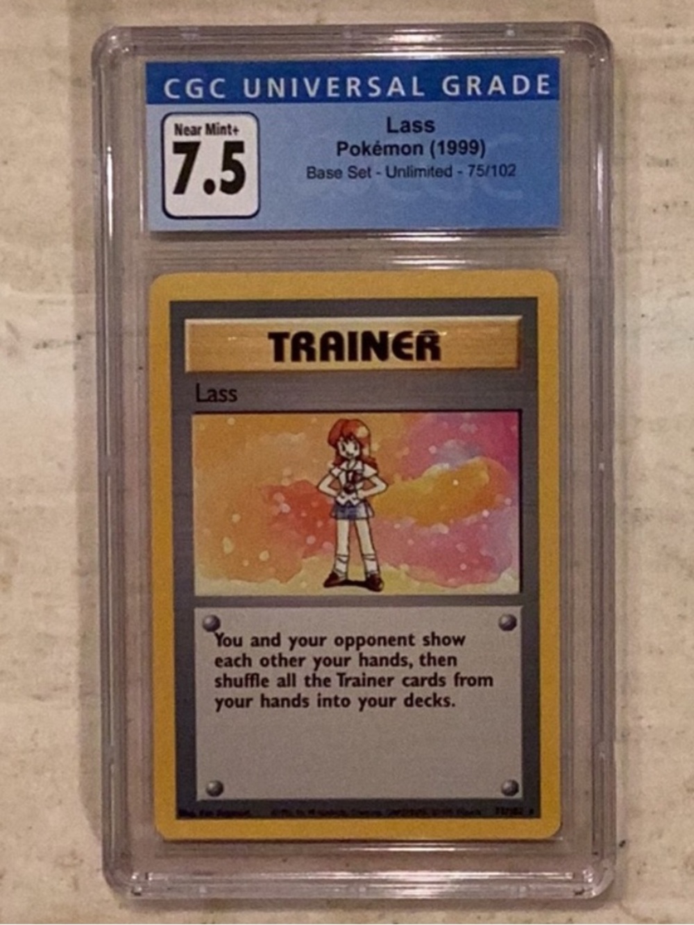 Pokemon Lass 1999 Base Set 75/102 CGC 7.5 TCG #75 WOTC